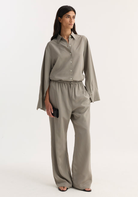 Wide leg pyjama trousers | light grey stripe