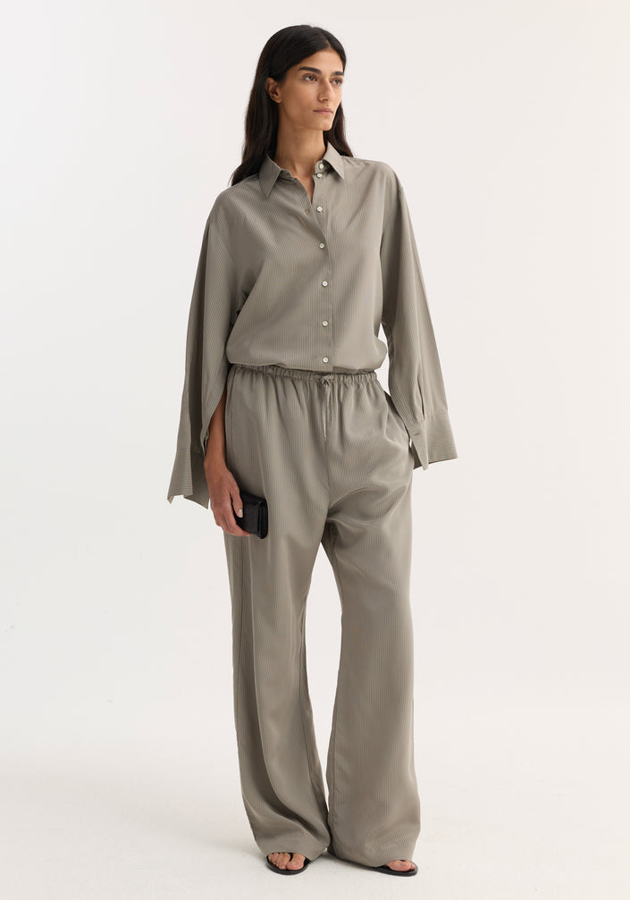 Wide leg pyjama trousers | light grey stripe