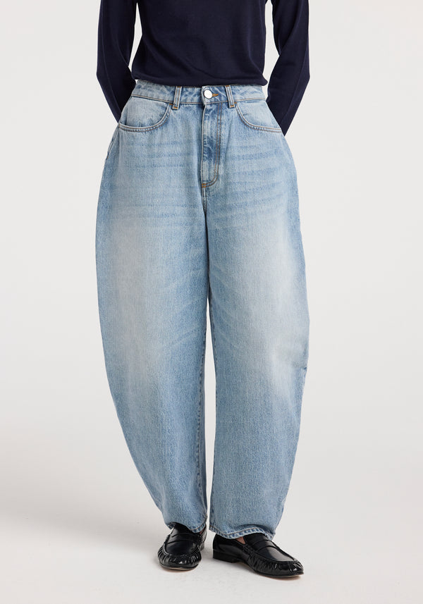 Fransje - Sculptural denim trousers | classic blue