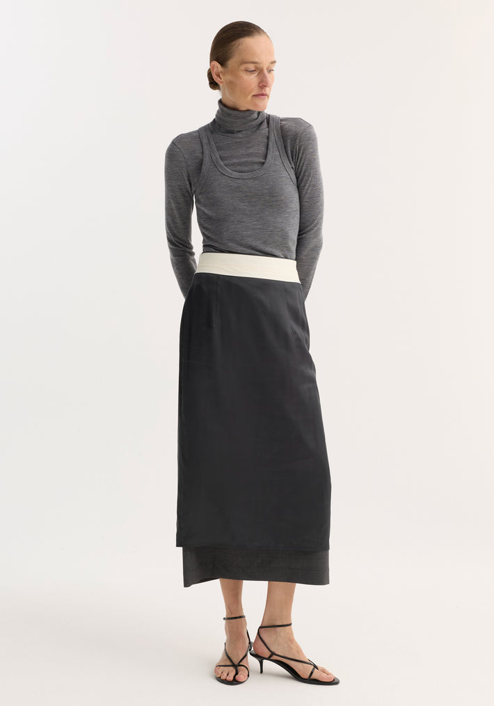 Double-layer wool top | mid grey melange