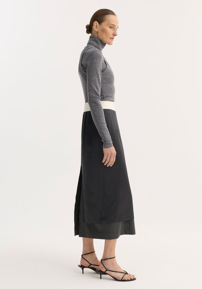 Double-layer wool top | mid grey melange