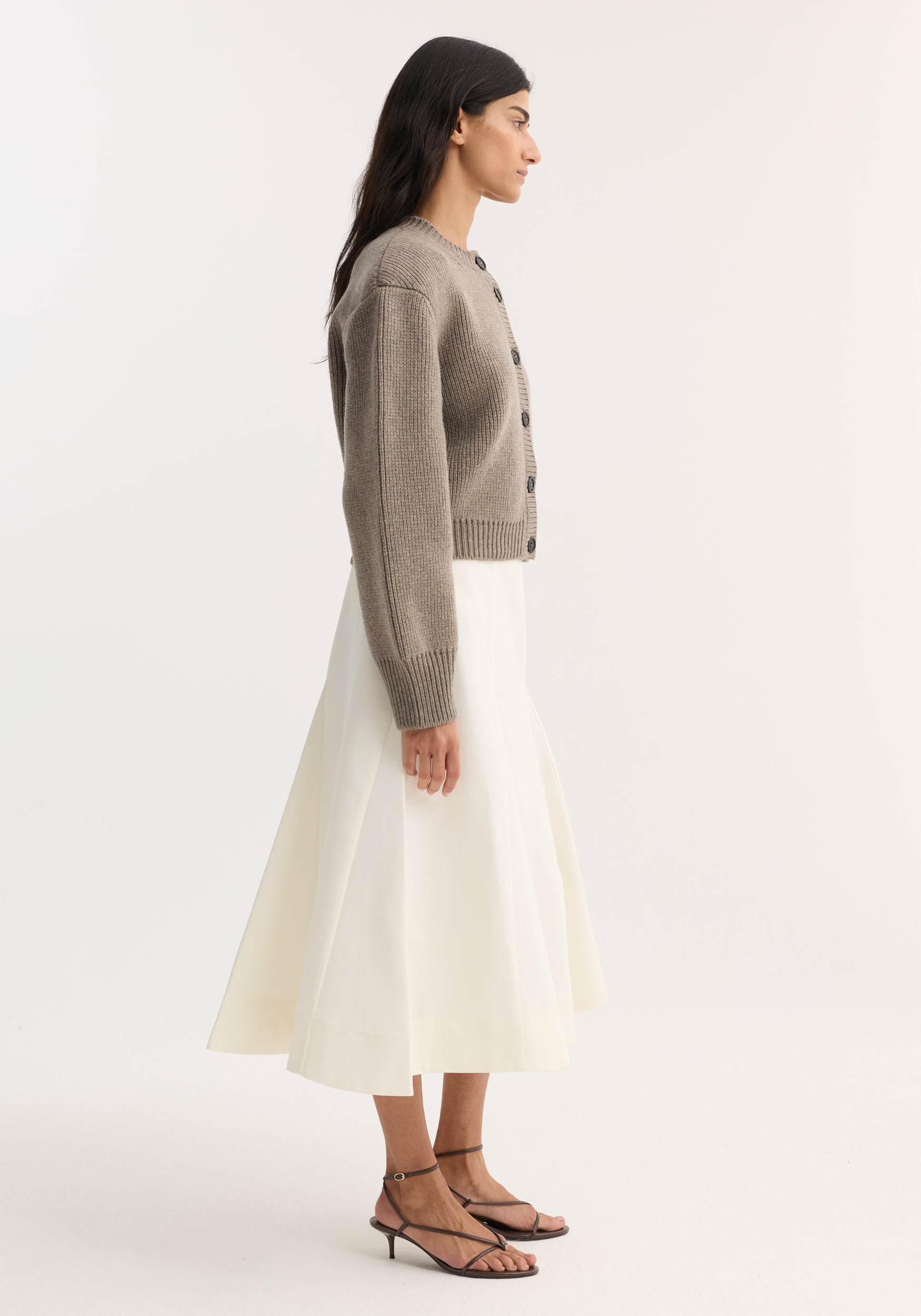 Sculptural cotton skirt | paper white