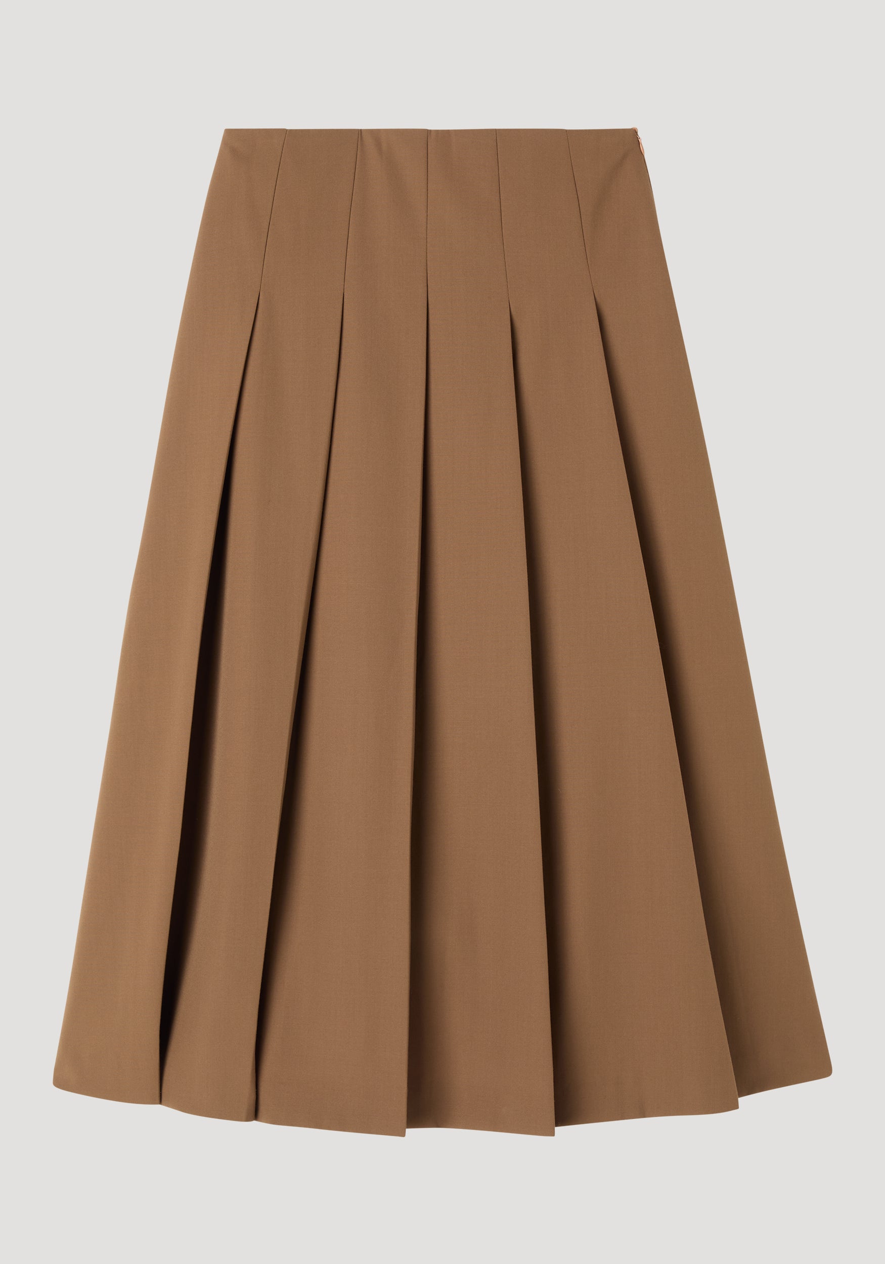 Pleated wool skirt | mocha in a warm brown shade with sharp, structured pleats and a smooth texture, designed for a classic and elegant look.