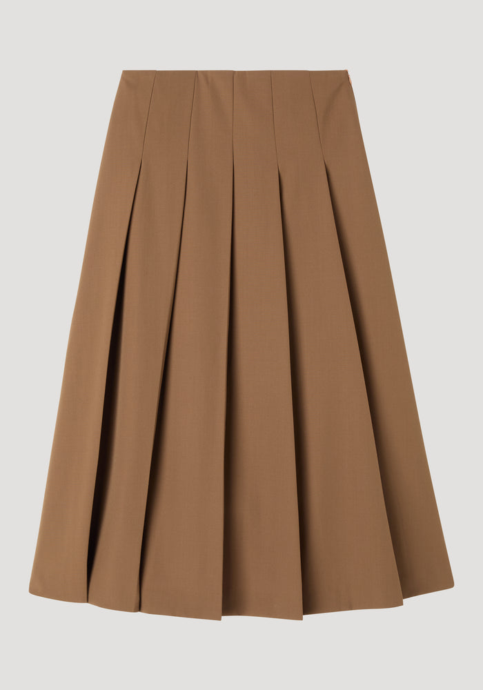 Pleated wool skirt | mocha