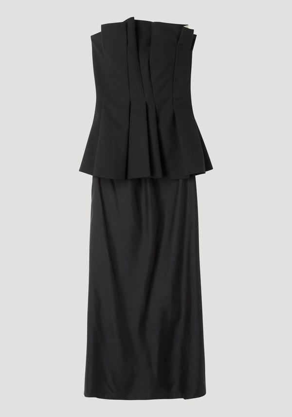 Sculptural tulip bustier dress | black