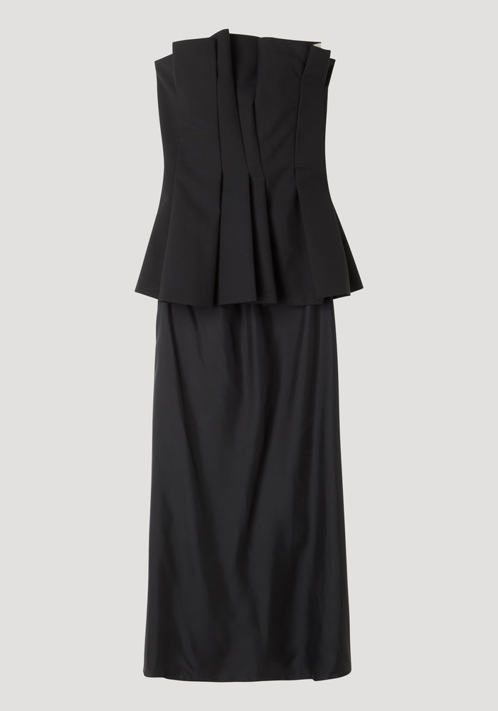 Sculptural tulip bustier dress | black