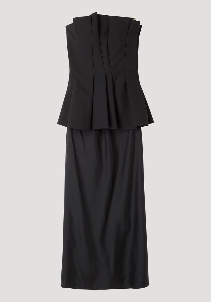 Sculptural tulip bustier dress | black