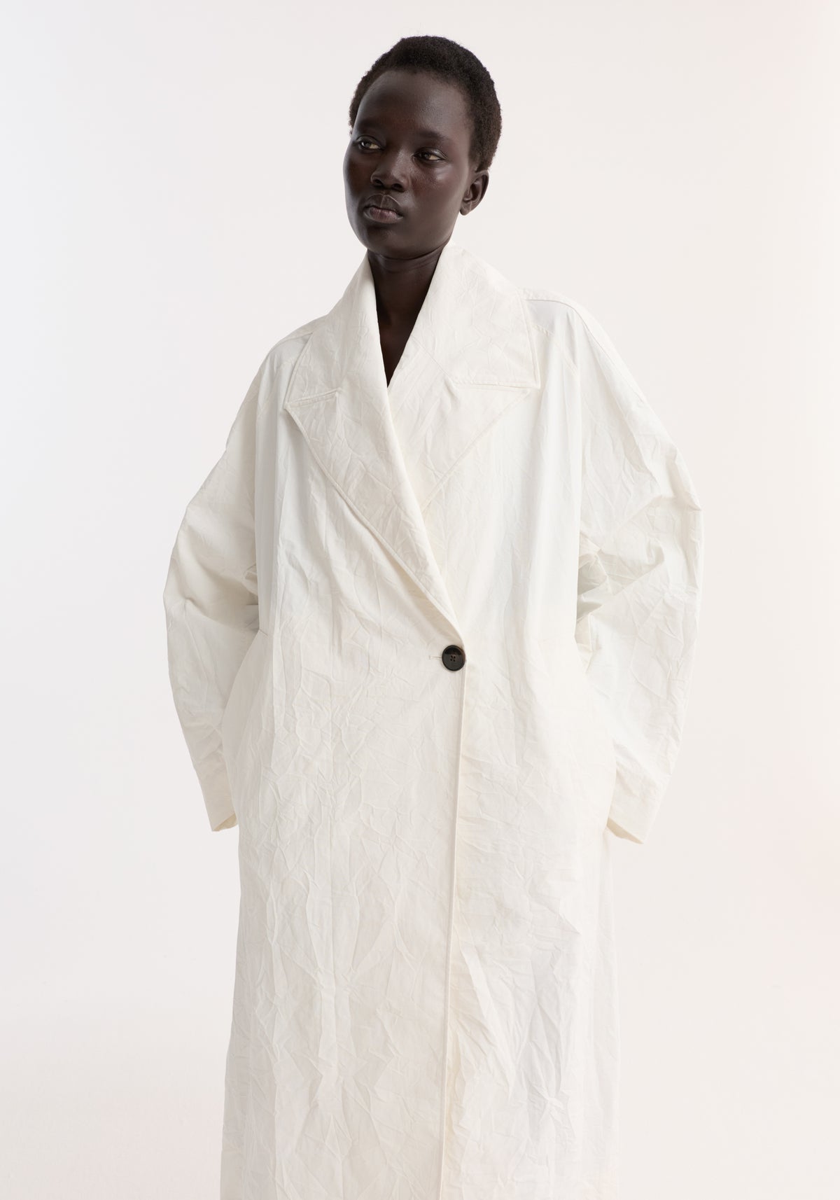Oversized crushed cotton coat | off white