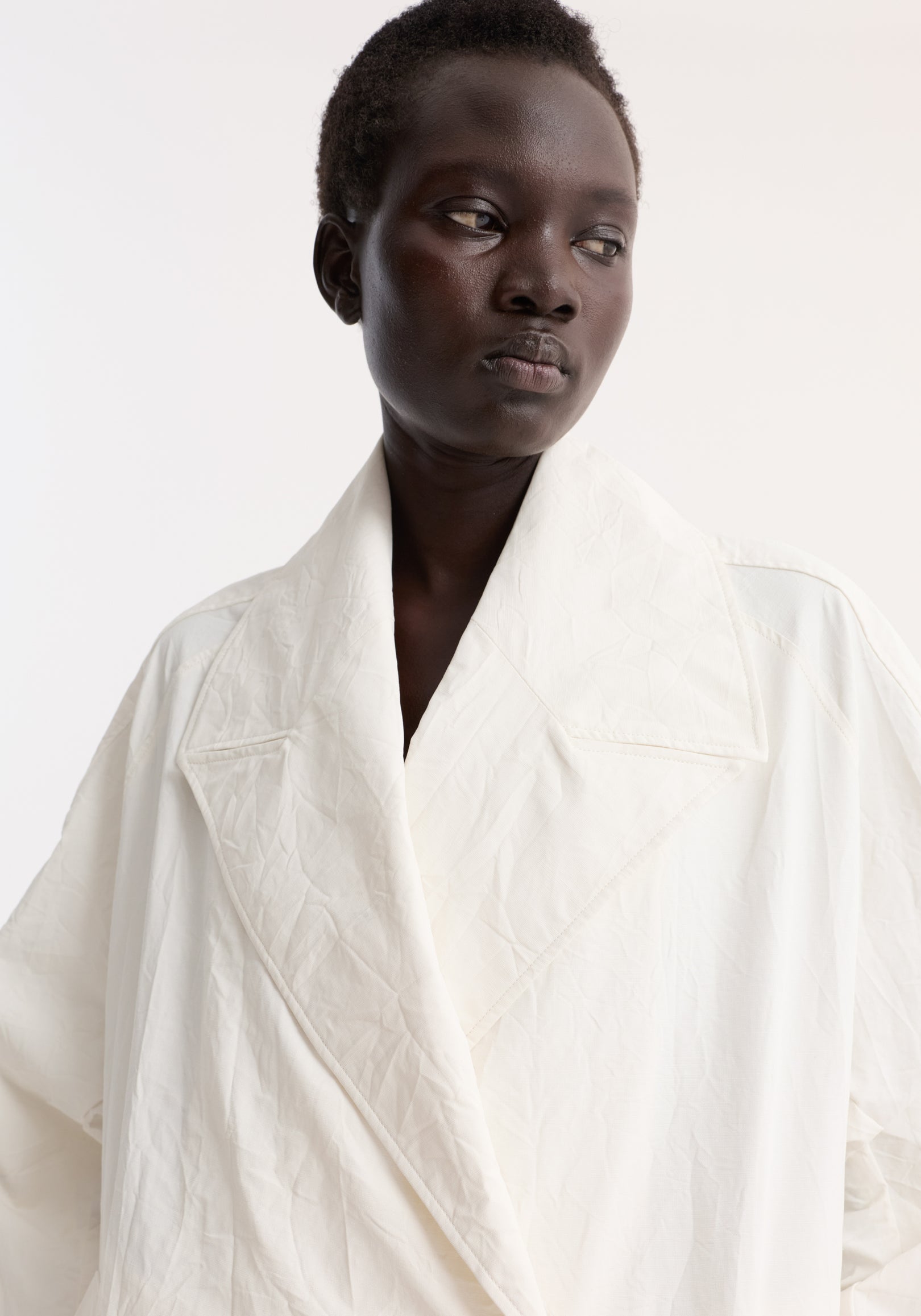 Oversized crushed cotton coat | off white