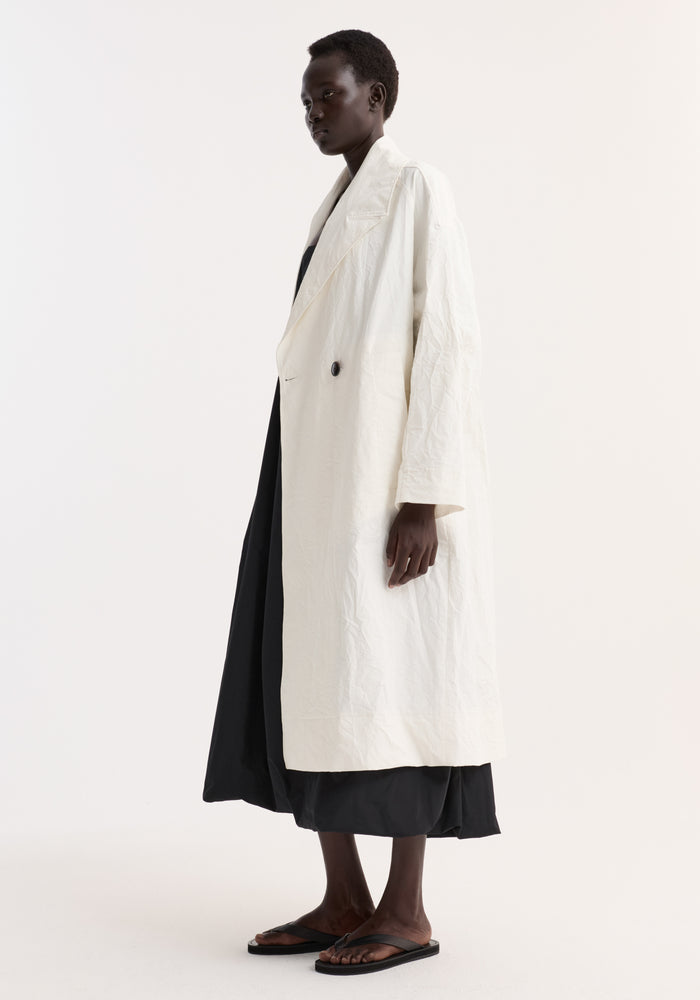 Oversized crushed cotton coat | off white