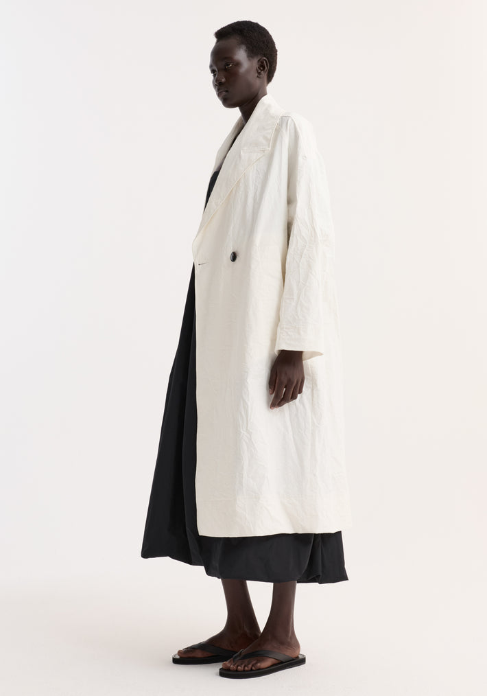 Oversized crushed cotton coat | off white