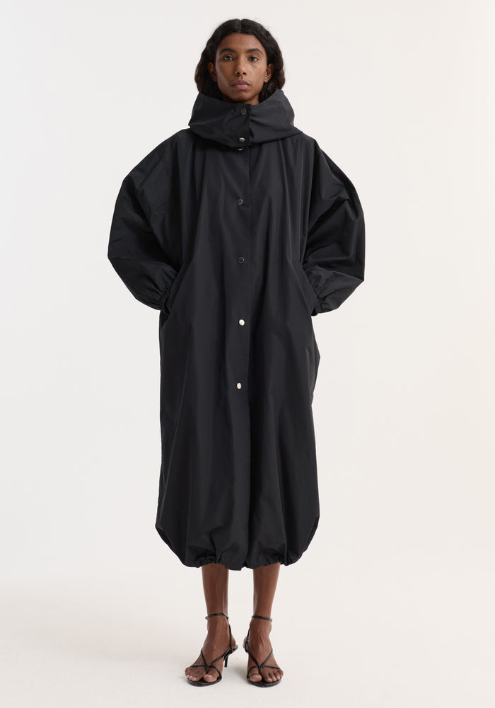 Parachute silk-blend coat | black