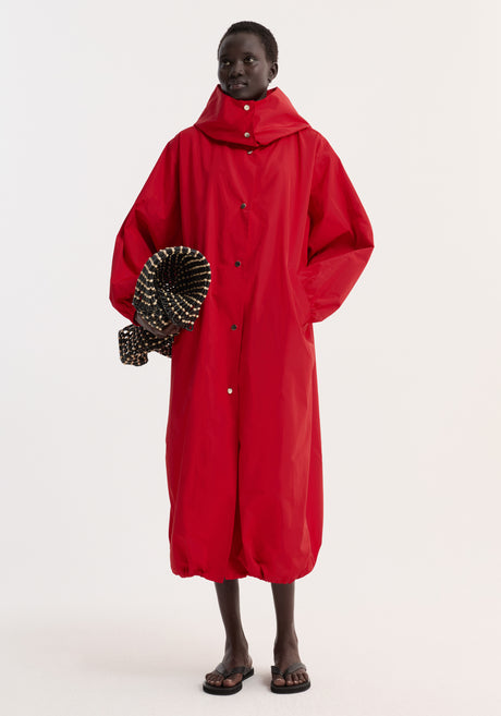 Parachute silk-blend coat | red