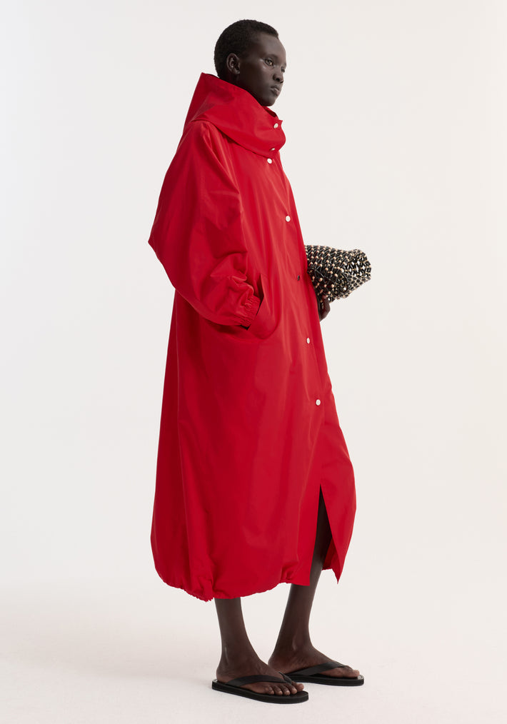 Parachute silk-blend coat | red