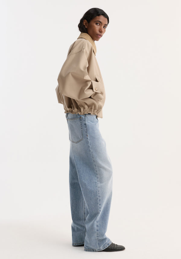 Suede collar blouson jacket | sand