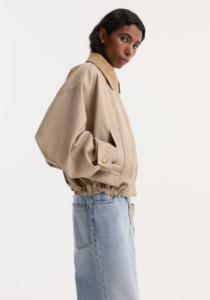 Suede collar blouson jacket | sand