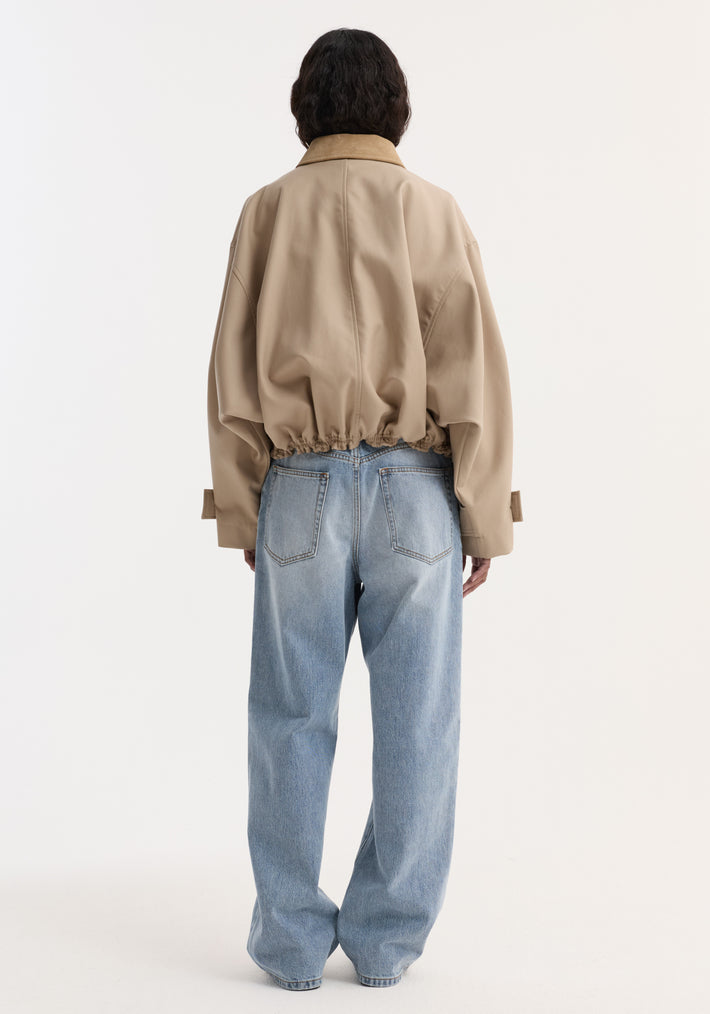 Suede collar blouson jacket | sand
