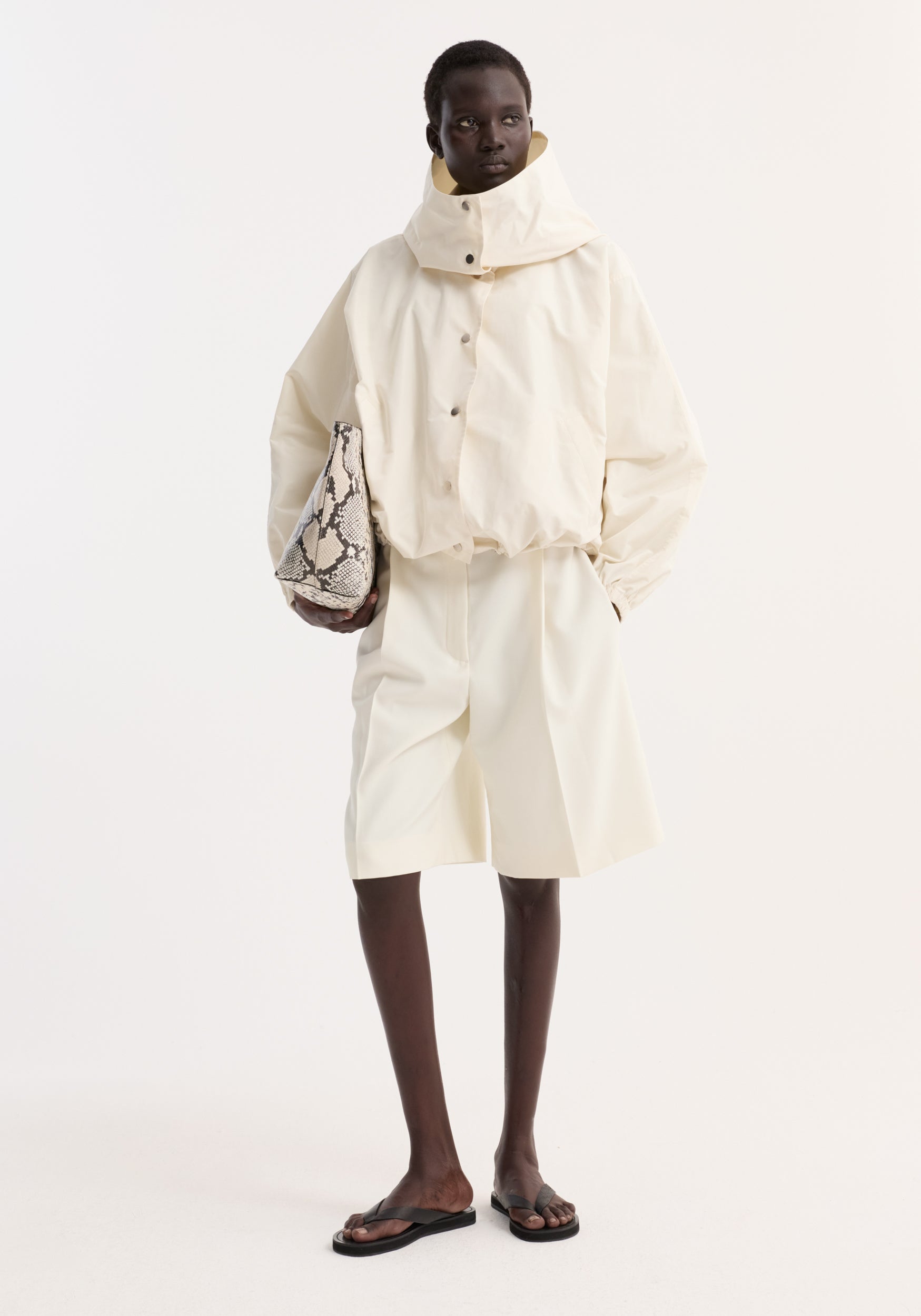 Volume silk-blend jacket | cream