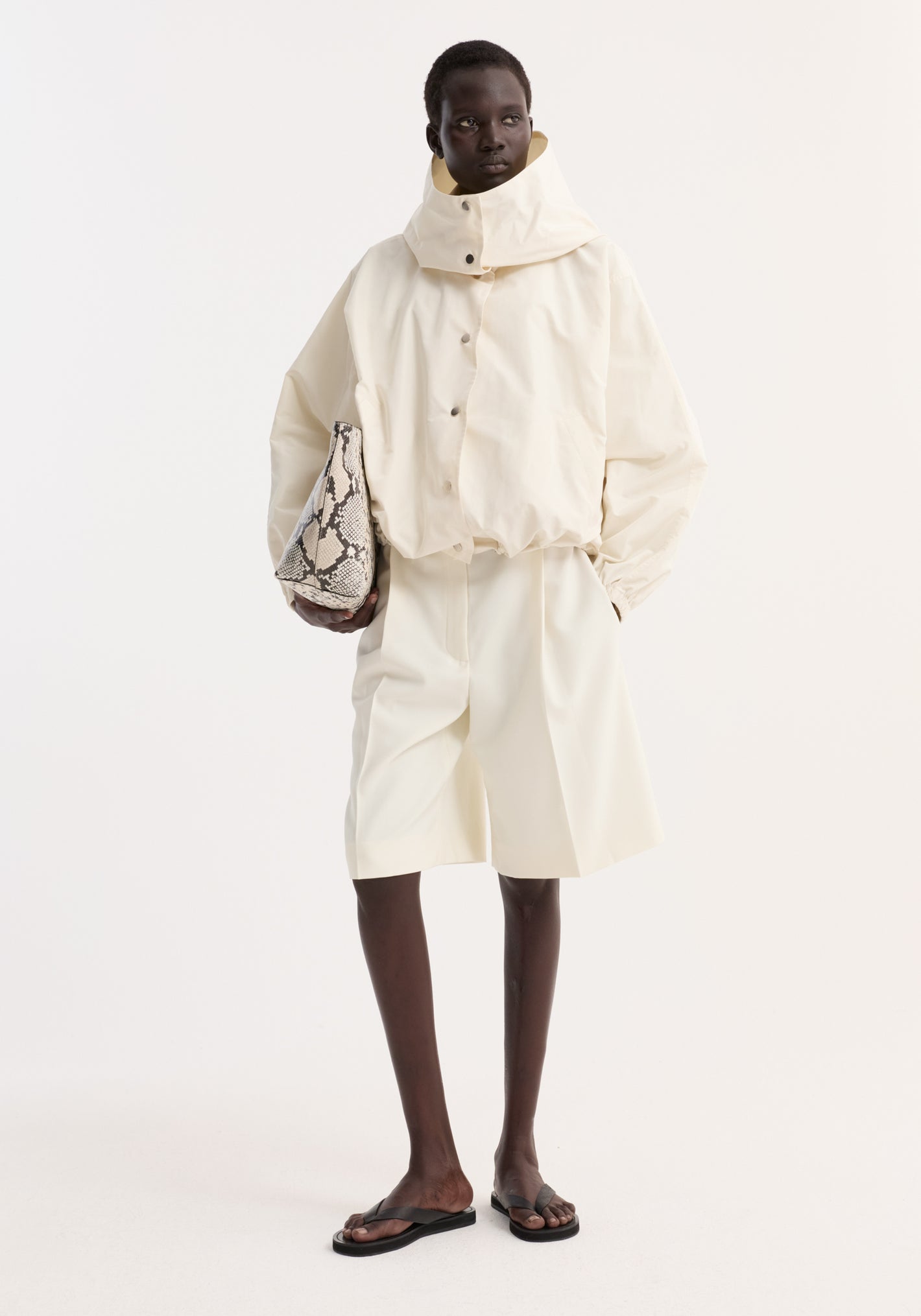 Volume silk-blend jacket | cream