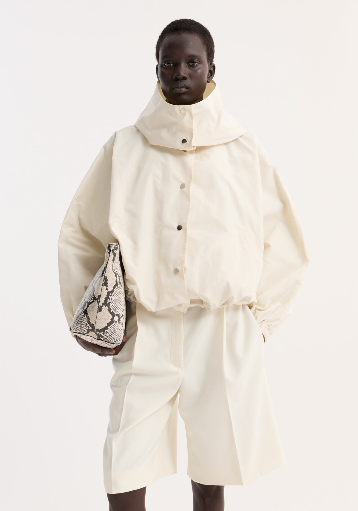 Volume silk-blend jacket | cream