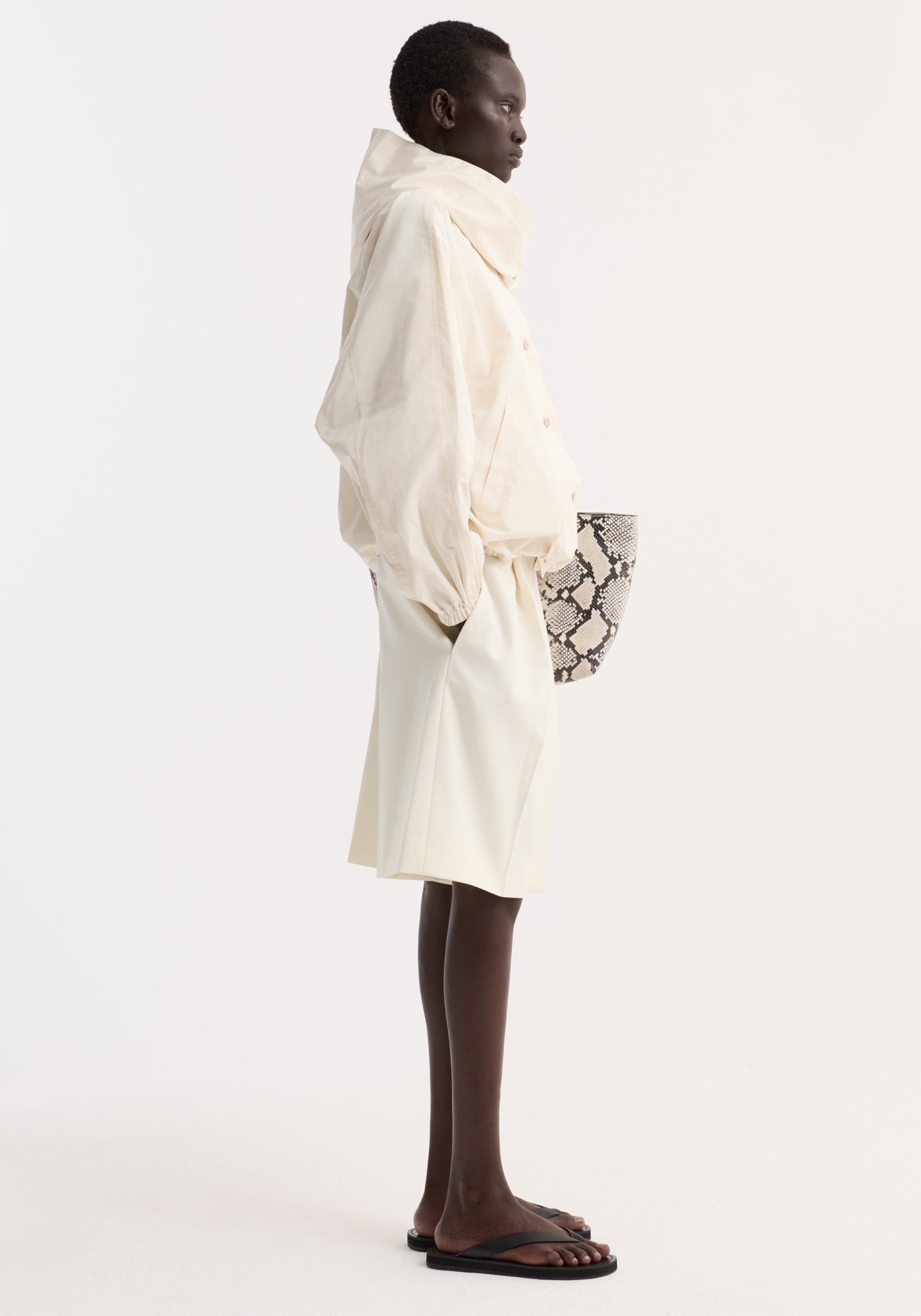 Volume silk-blend jacket | cream