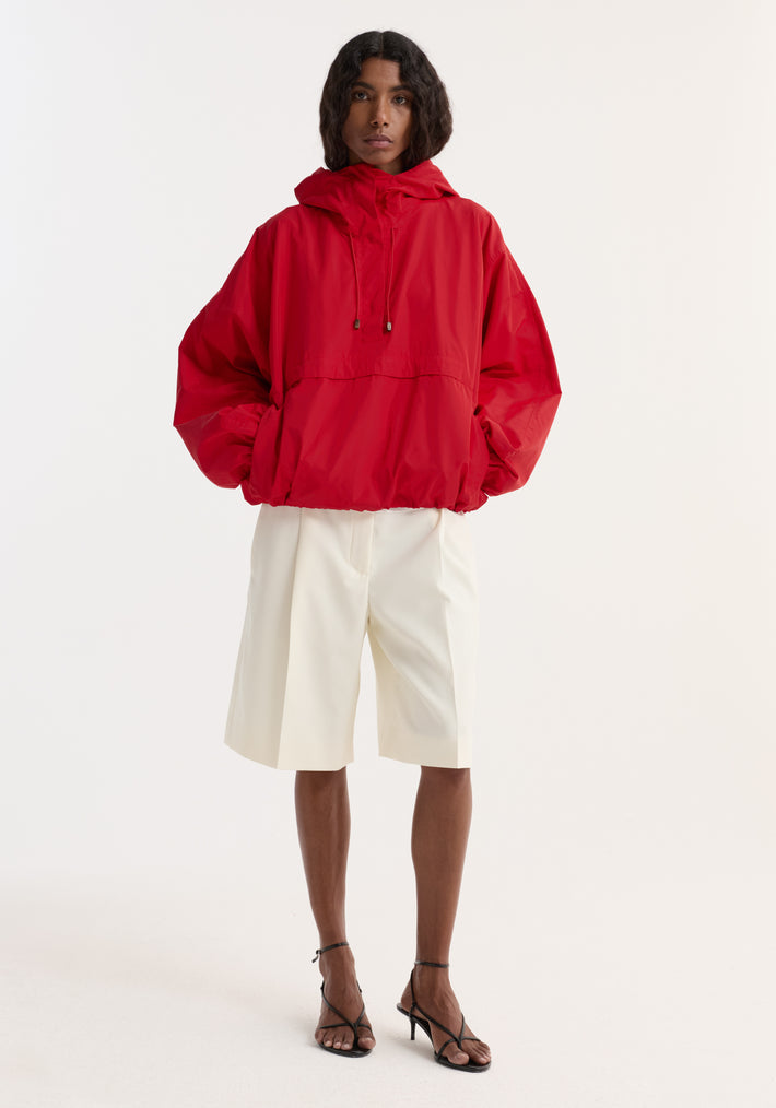 Volume silk-blend anorak | red