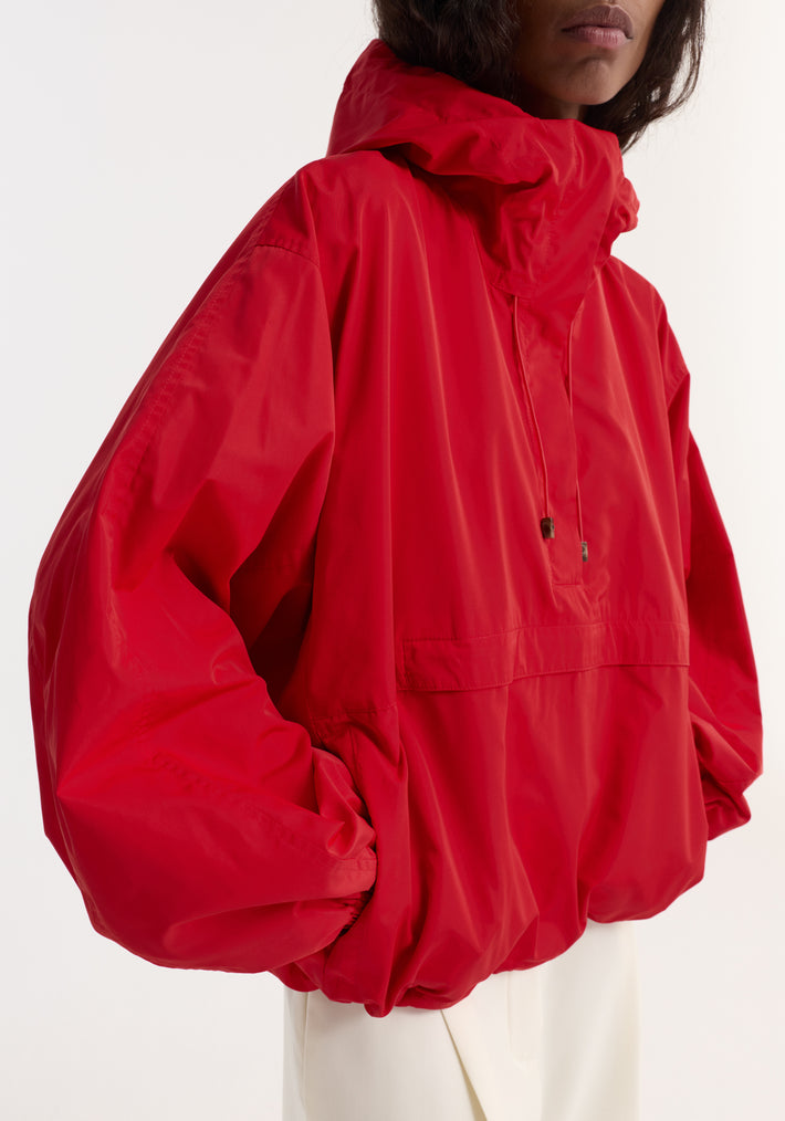 Volume silk-blend anorak | red