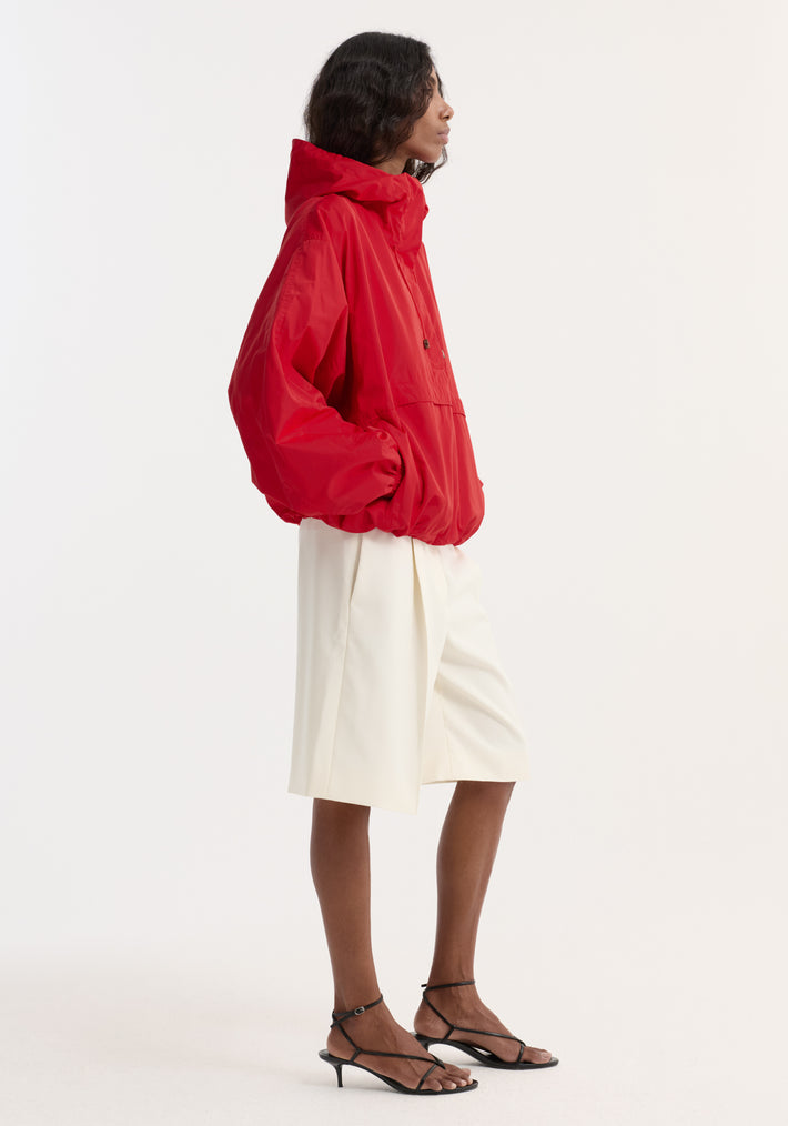 Volume silk-blend anorak | red