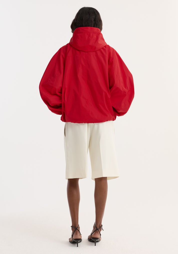 Volume silk-blend anorak | red