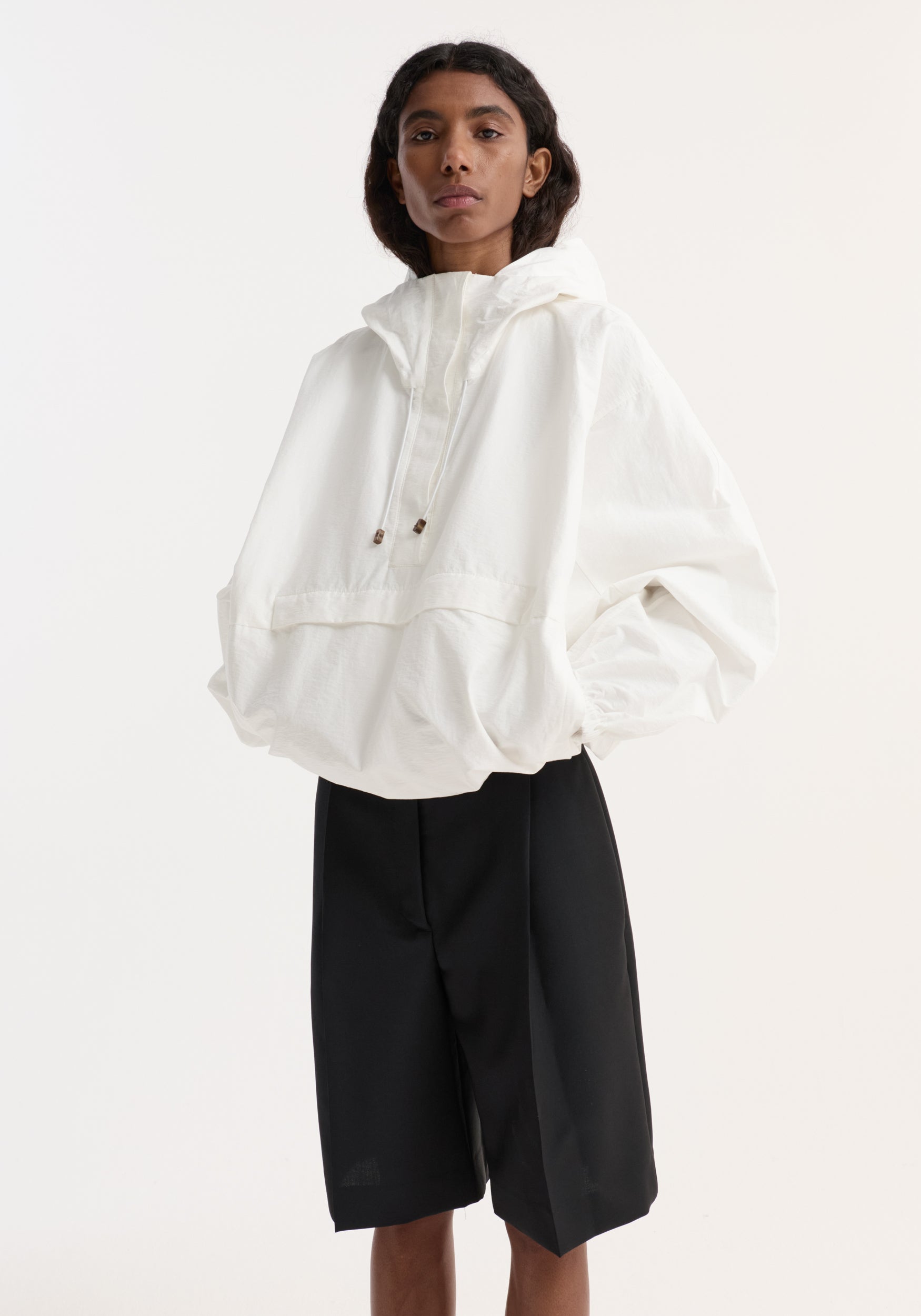 Textured cotton-blend anorak | optic white