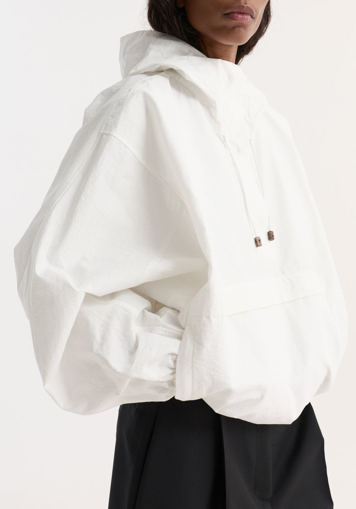Textured cotton-blend anorak | optic white