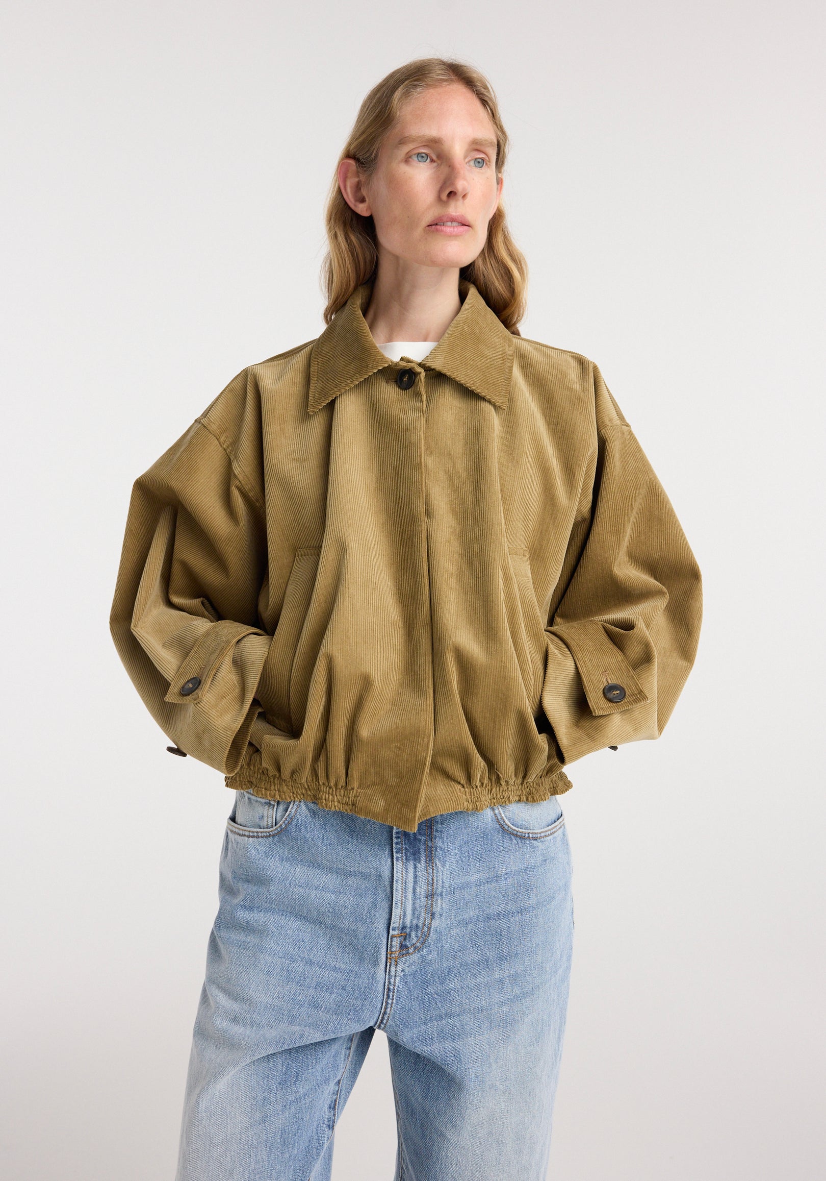 Corduroy blouson jacket | beige