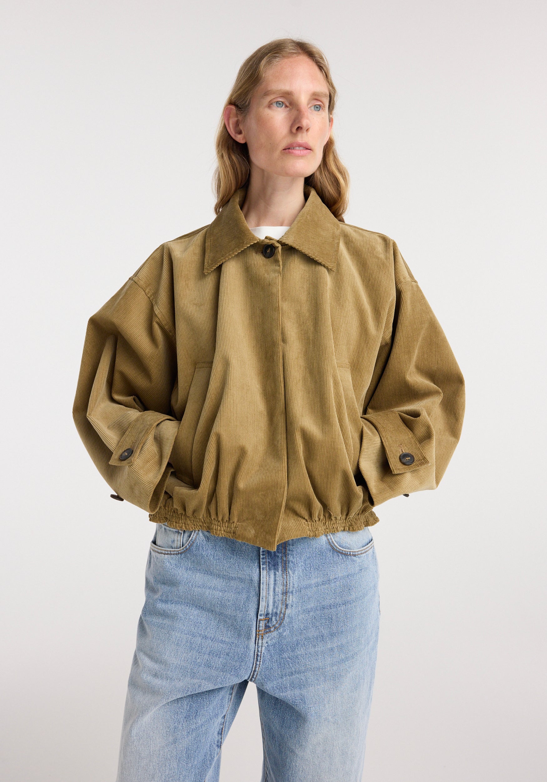 Corduroy blouson jacket | beige