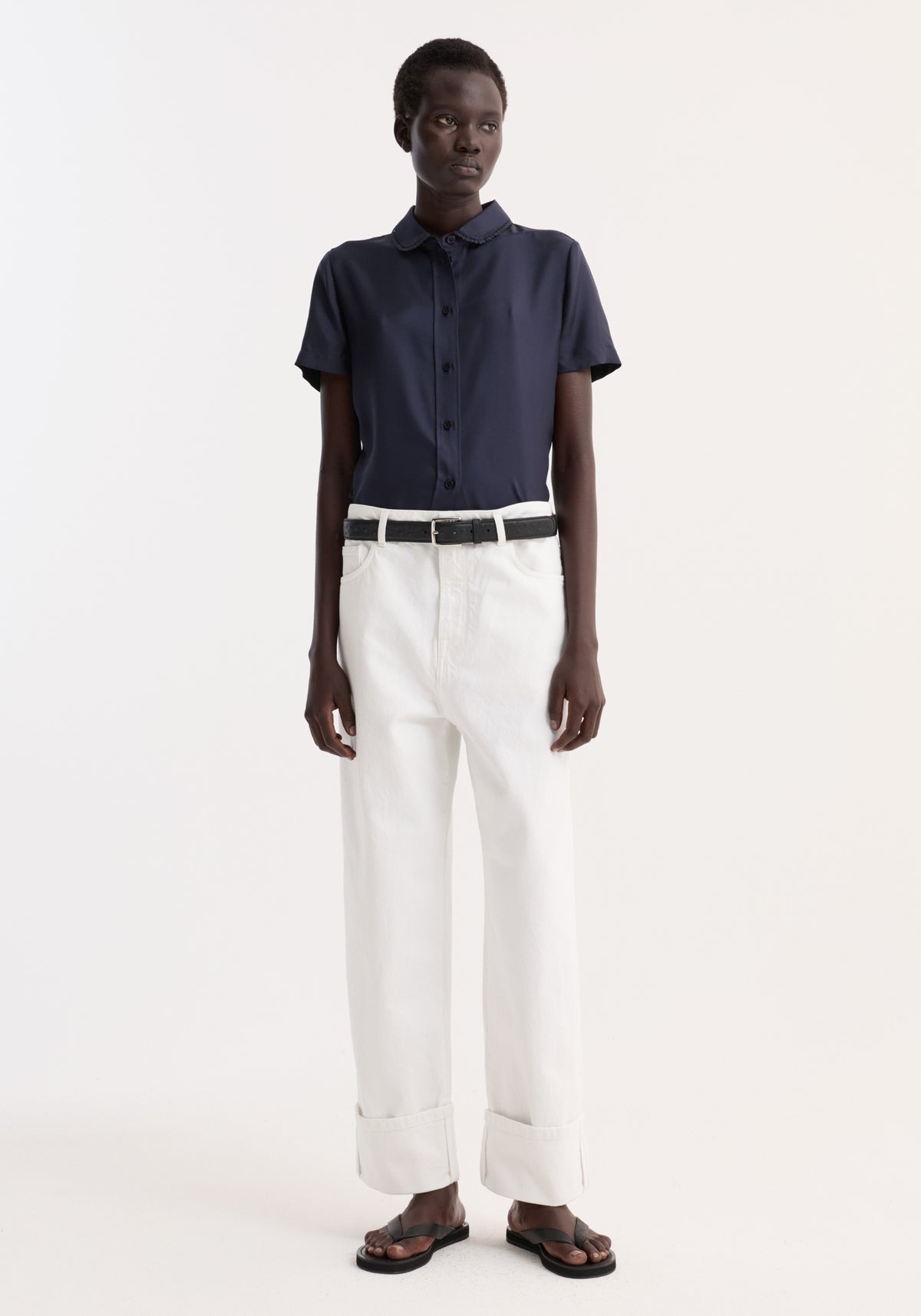 Embroidered silk fitted shirt | night