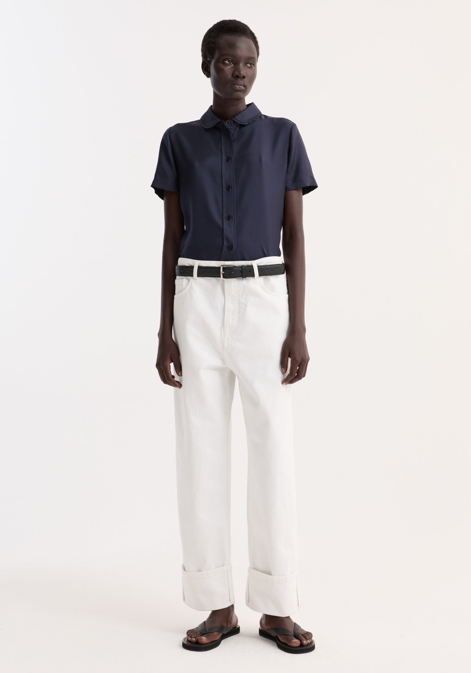 Embroidered silk fitted shirt | night