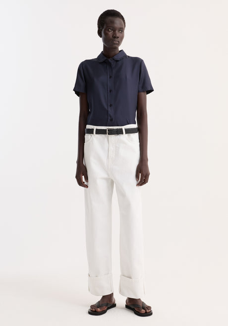 Embroidered silk fitted shirt | night