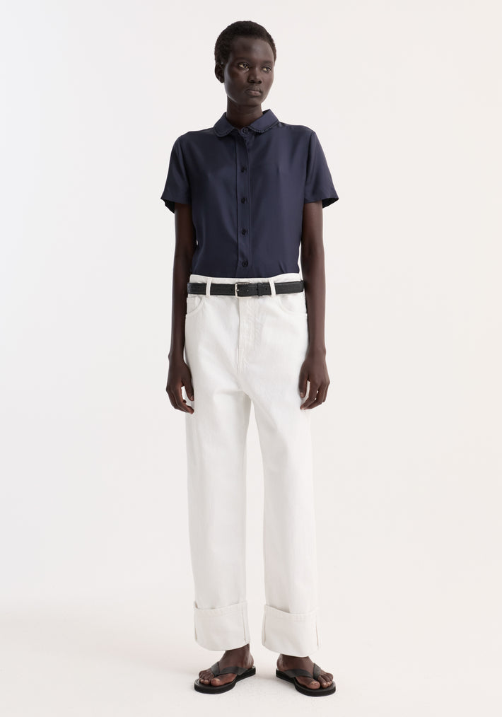 Embroidered silk fitted shirt | night