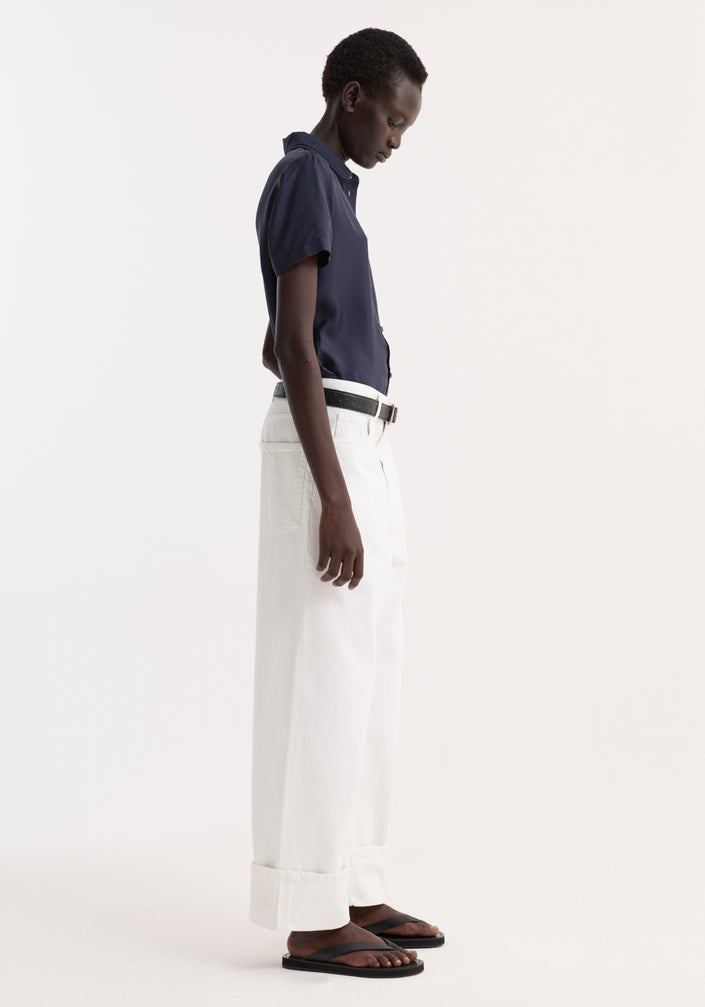 Embroidered silk fitted shirt | night