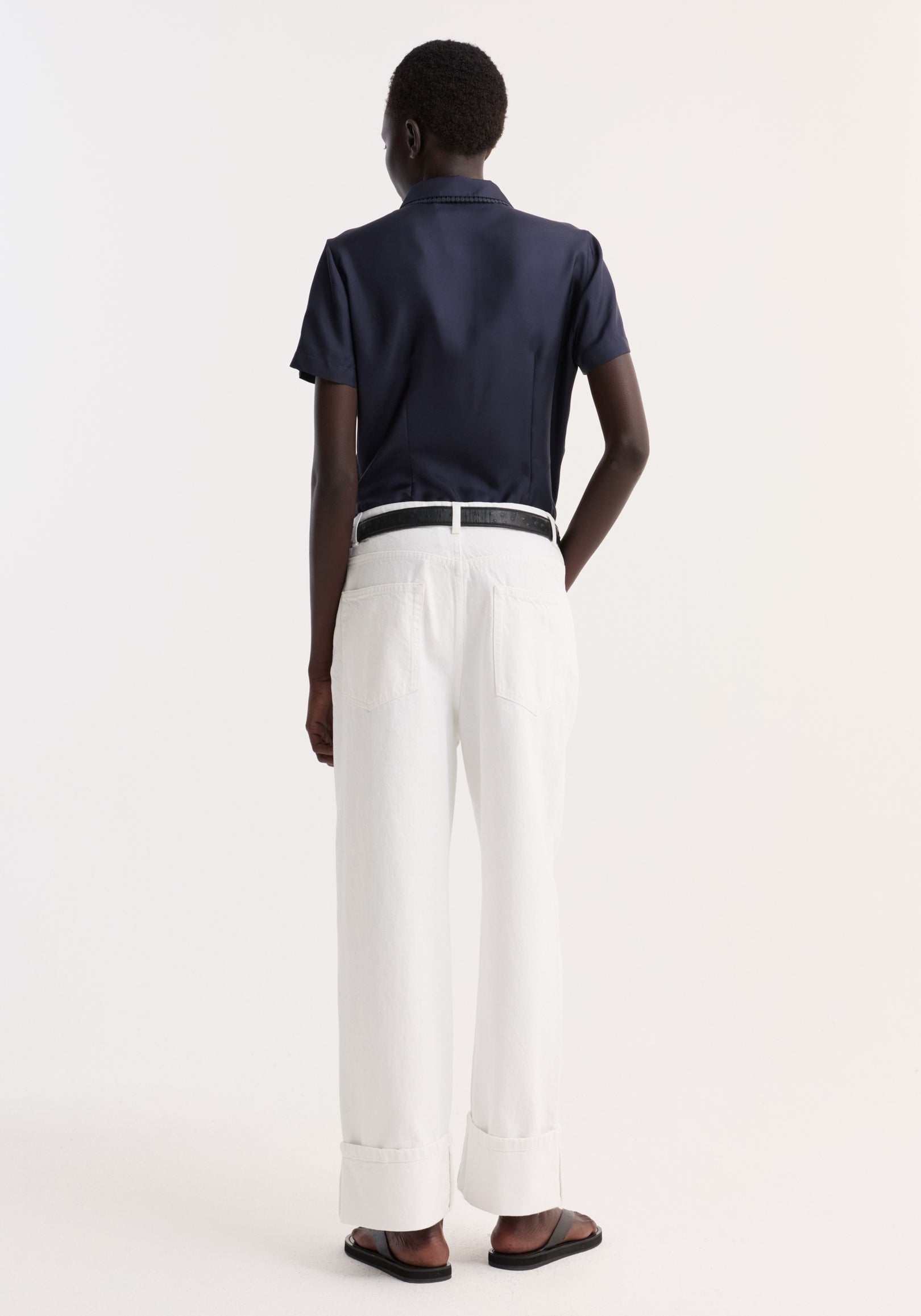Embroidered silk fitted shirt | night