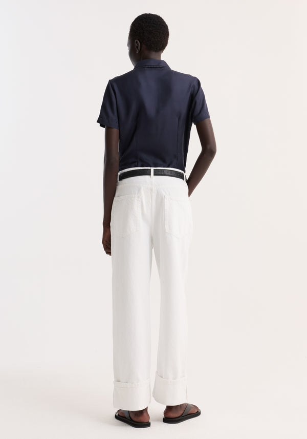Embroidered silk fitted shirt | night