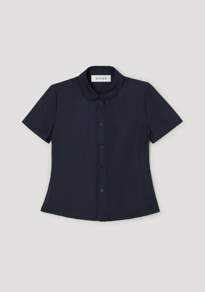 Embroidered silk fitted shirt | night