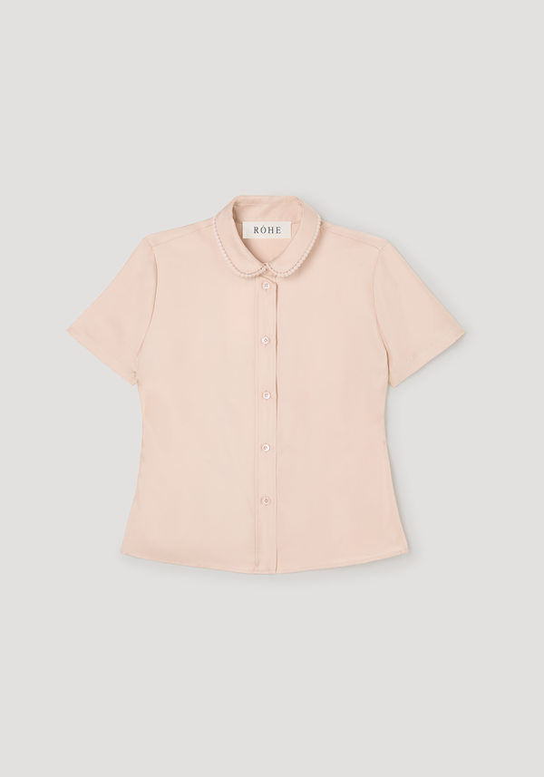 Embroidered silk fitted shirt | rose