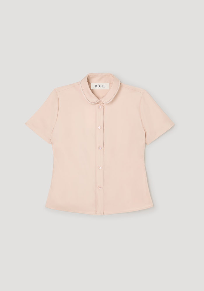 Embroidered silk fitted shirt | rose