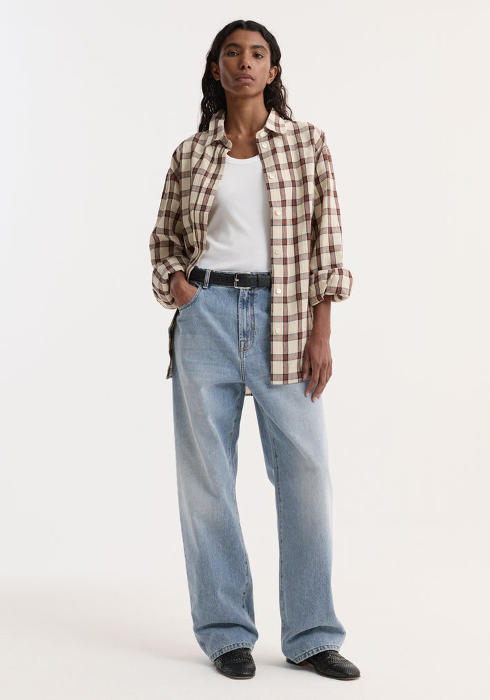 Oversized check shirt | red table check