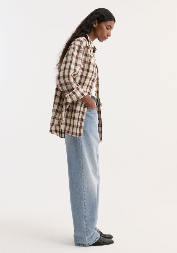 Oversized check shirt | red table check