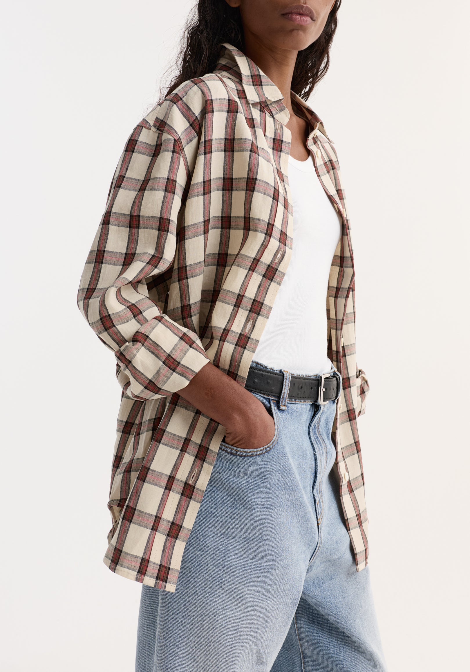 Oversized check shirt | red table check