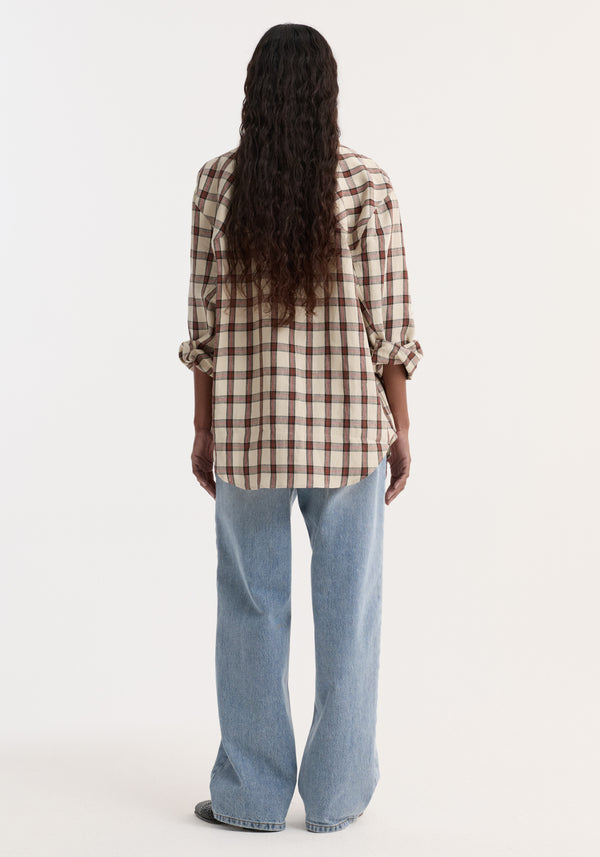 Oversized check shirt | red table check