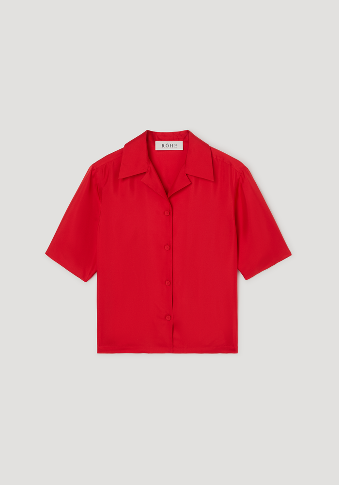 Camp collar silk shirt | red