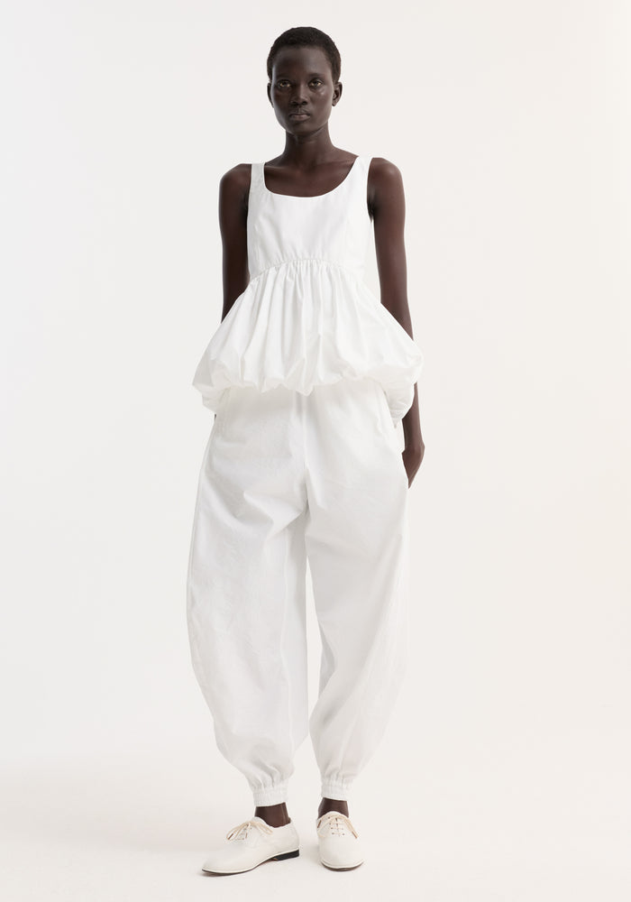 Voluminous peplum top | optic white