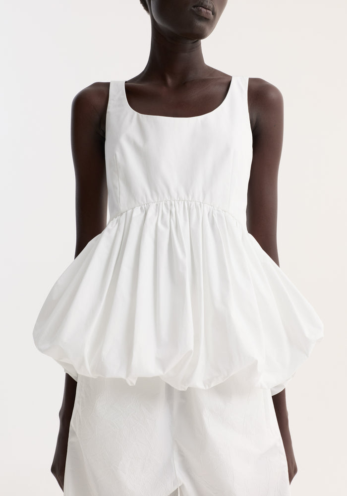 Voluminous peplum top | optic white